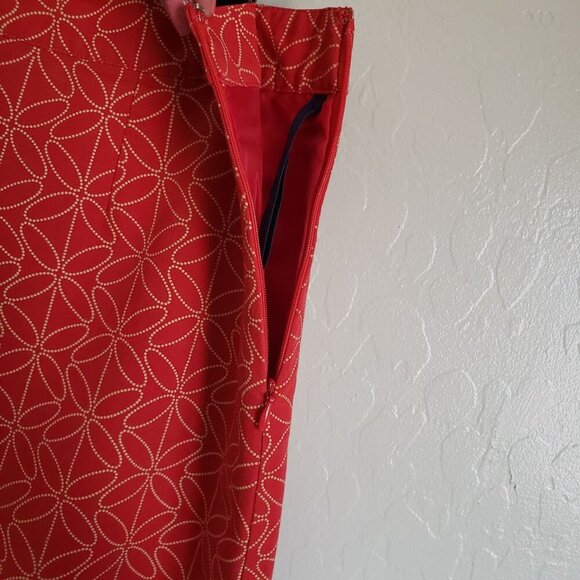 Boden Geo Floral Print A-Line Knee Length Skirt Red Sz Women's 14L Lined Modest - Picture 8 of 11